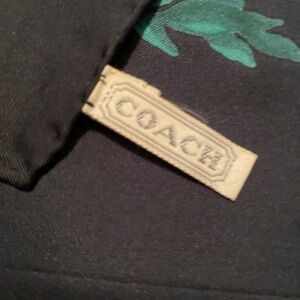 Vintage Silk Coach Black Top with Teal Floral Detail